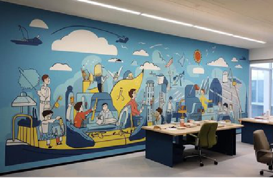 思礼办公室墙绘的特点。