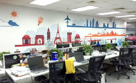 思礼教你设计办公室墙绘的方法。